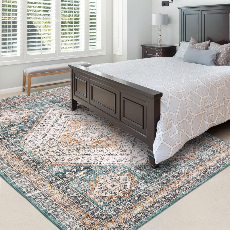 Abstract Area Rug, Green, Rectangle 340 x 240 cm