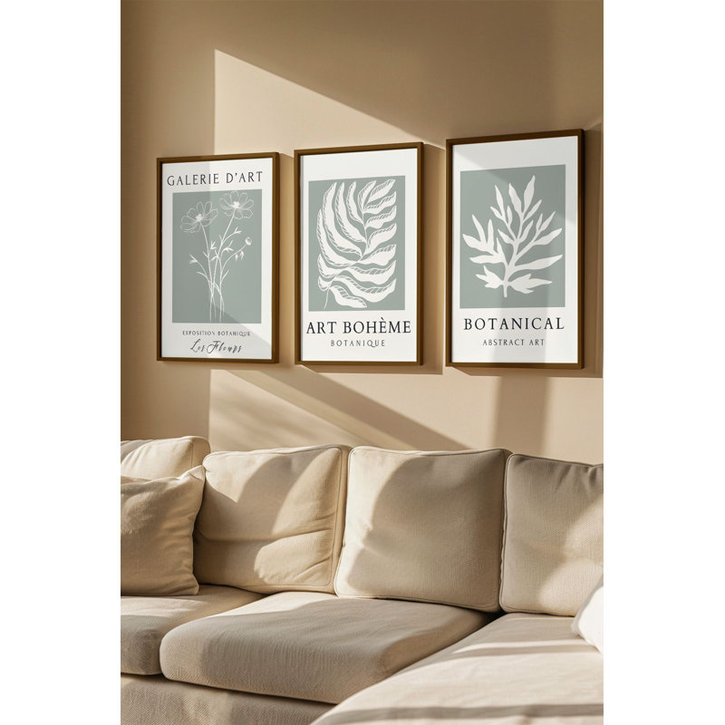 Élégant ensemble de peintures en panneau de fibres à densité moyenne encadrées (3 pièces), 13,0 x 19,0 po chacune | Cadre 100% bois massif (0,8 po d'épaisseur) | Impression numérique éclatante | Parfait pour le salon, la chambre à coucher ou le bureau, design élégant et moderne