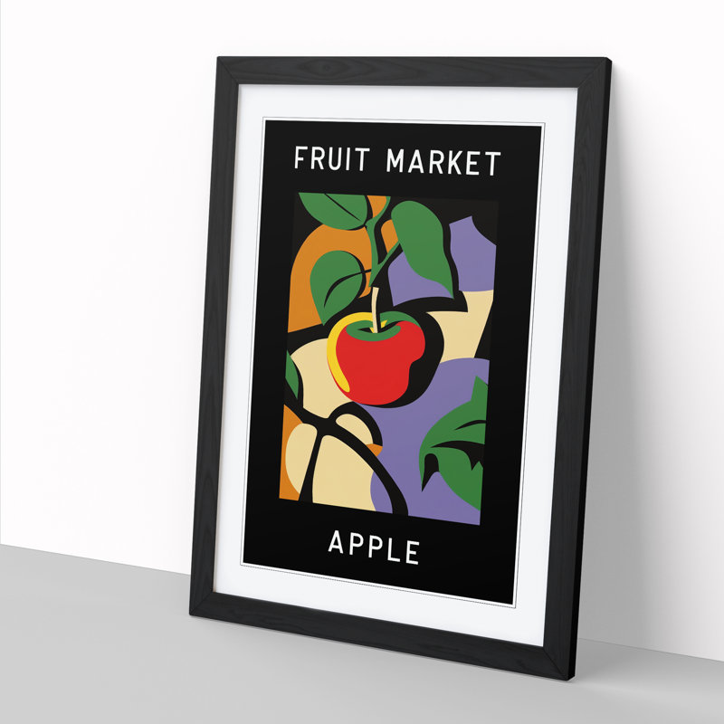 Apple Fruit Market Exhibition Vol.3 - Single Picture Frame Print on Wood, 46cm H x 34cm W x 2cm D