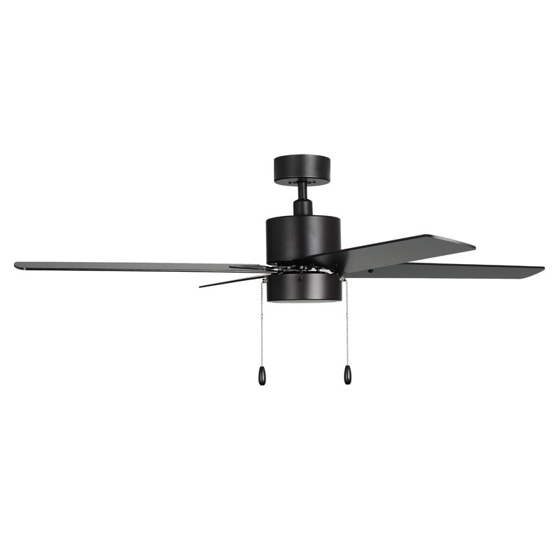 Ventilateur de plafond d'intérieur 4 pales Scoggins, Noir mat, Noir mat