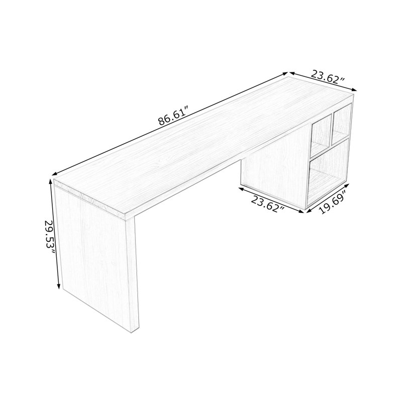 Bureau rectangulaire en bois massif Burlywood, H 29,53 po x l 86,61 po x P 23,62 po