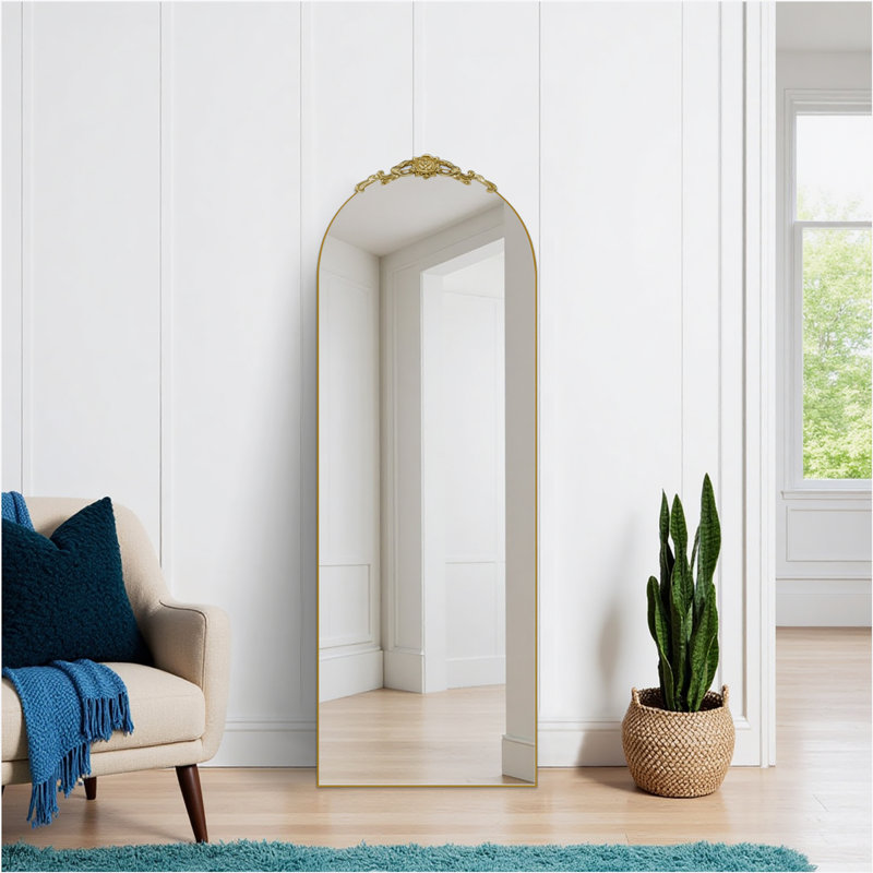 Miroir de plancher Arch, 65 po x 24 po, Doré