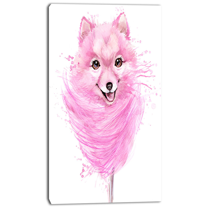 « aquarelle rose dog illustration », reproduction d’art sur toile tendue, H 32 po x l 16 po x P 1 po