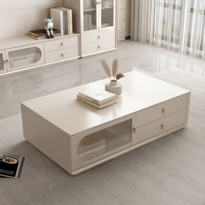 Solid Cherry Wood Coffee Table with Full-Base