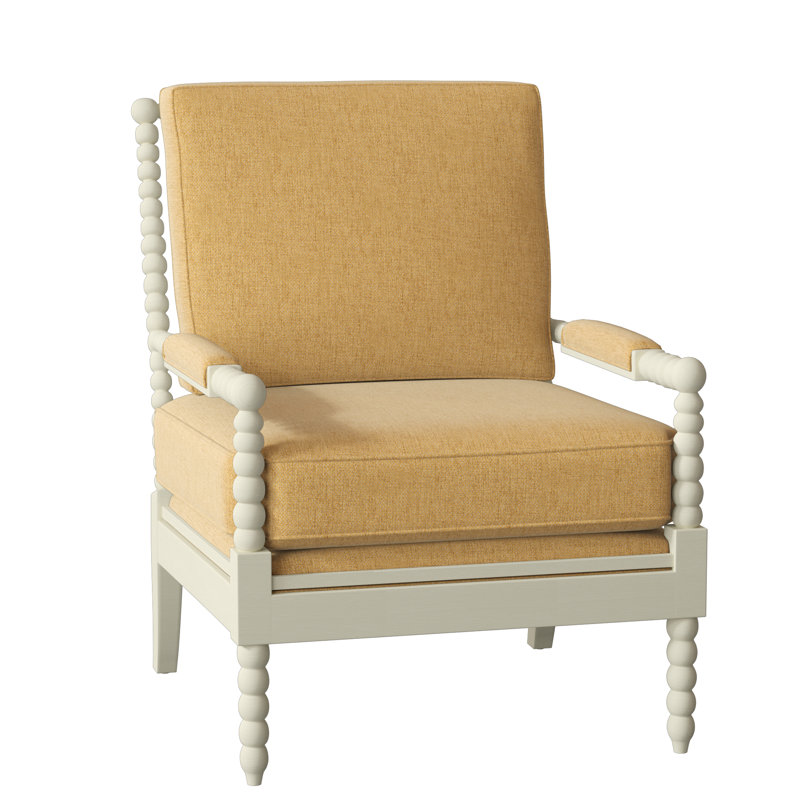 Fauteuil rembourré Danyal, Blanc, Nobletex doré