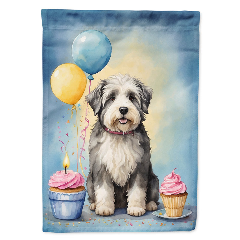 Drapeau de jardin «Happy Birthday», Berger anglais