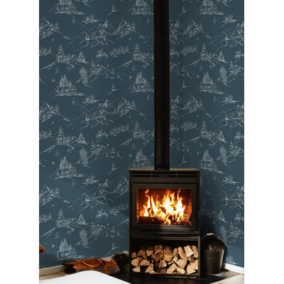 Mountain Side Denim Peel and Stick Wallpaper