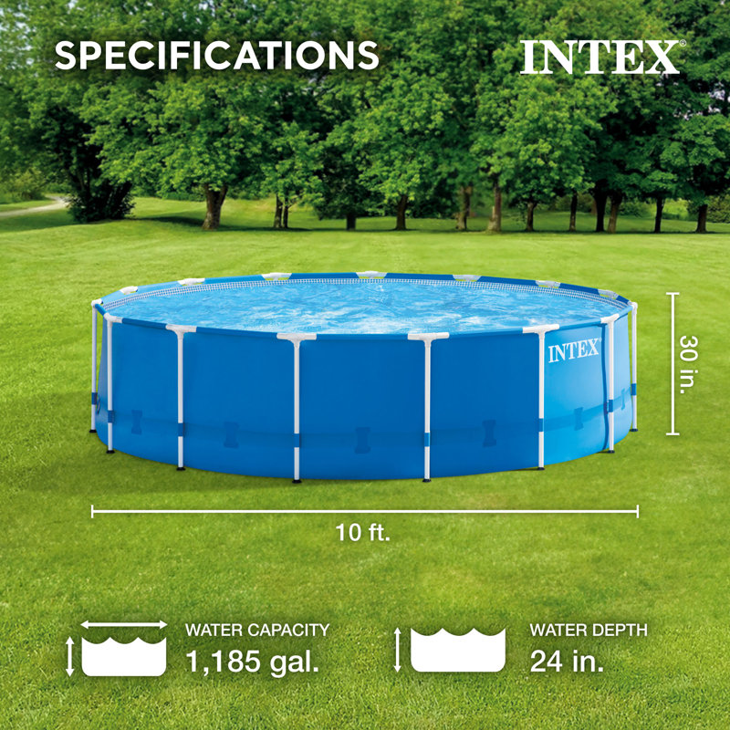 Intex 10ft x 30in Metal Frame Swimming Pool Set with Filter and Debris Cover