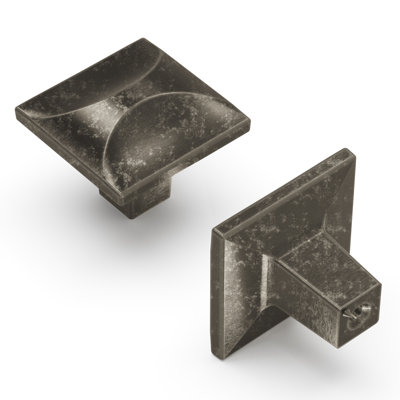 Crest Collection Square Knob - 1-1/4" x 1-1/4" Cabinet Knob Black Nickel Vibed - Mid-century Modern Hardware for Drawers & Cabinets