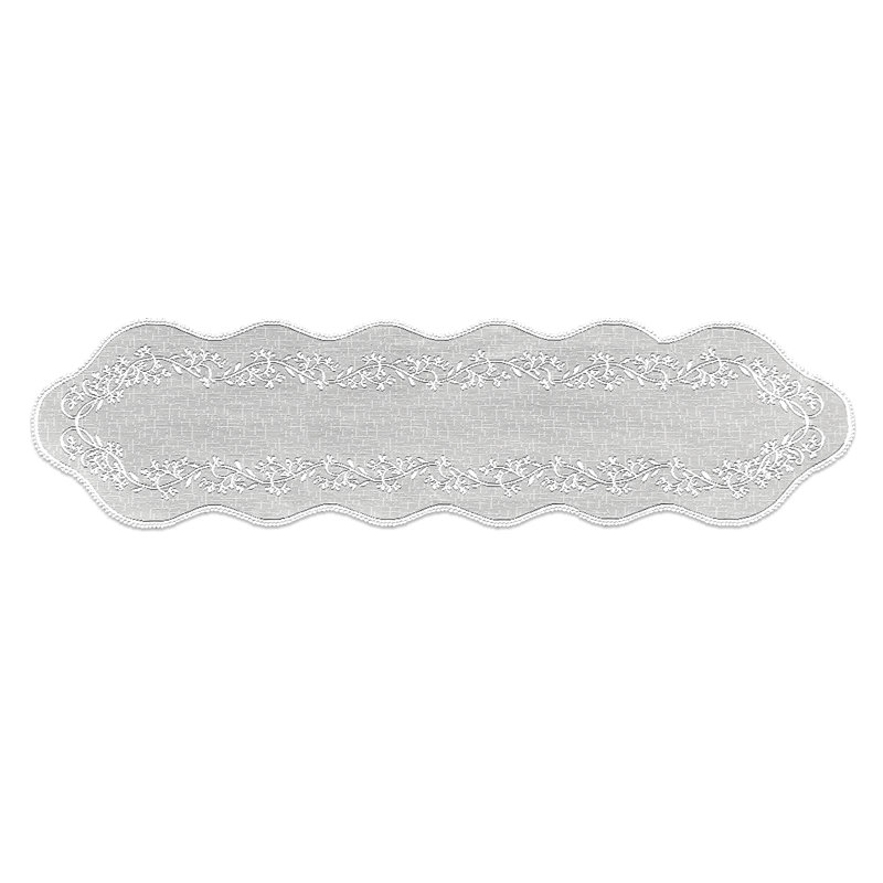 Medena Floral Oval Table Runner, 72" L x 14" W, White