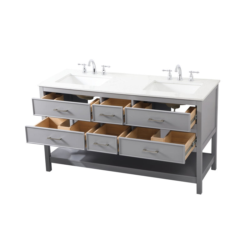 Ensemble de meuble-lavabo double 60 po Sinclaire, Gris