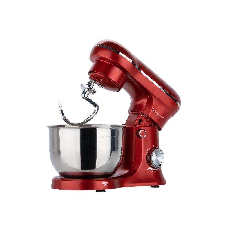 Culinary Chef 4.5 Liter 380 Watt Stand Mixer with Stainless Steel Bowl, 8 Speed Kitchen Mixer with Planetary Mixing System, Red