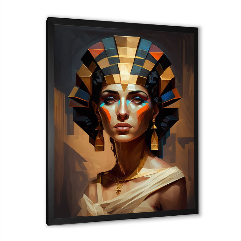 Portrait de la déesse égyptienne II - reproduction sur toile, H 20 po x l 12 po x P 1 po, Impression noire sur toile encadrée