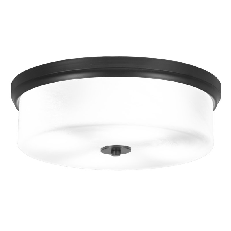Flush Mount, Bulbs, Shown With White Marble Glass, Matte Black, 5.5" H x 5.5" W x 17" D