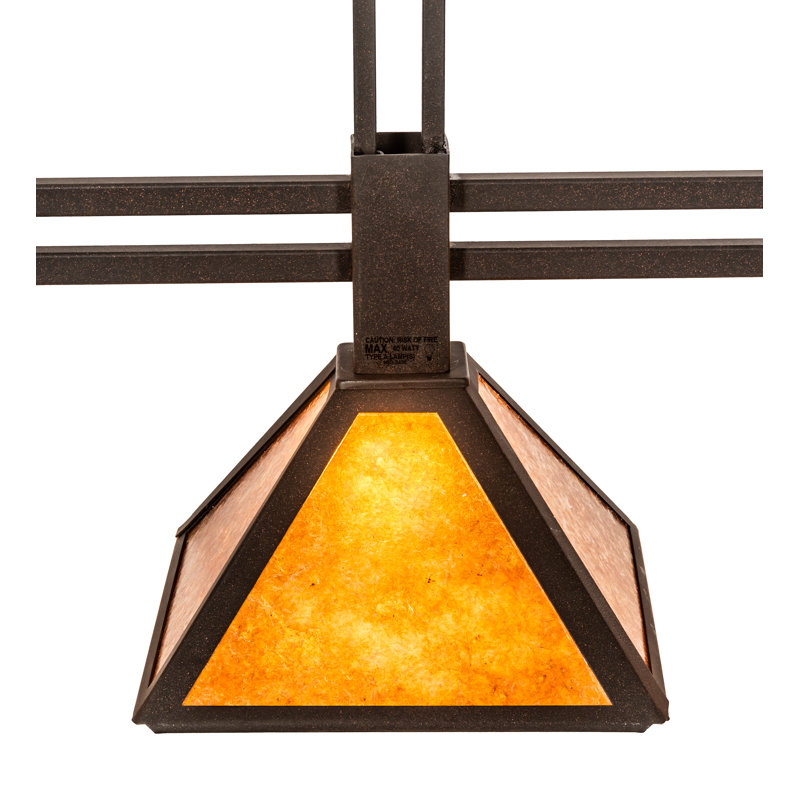Luminaire suspendu linéaire à 3 lumières pour îlot de cuisine, Mica de couleur ambrée