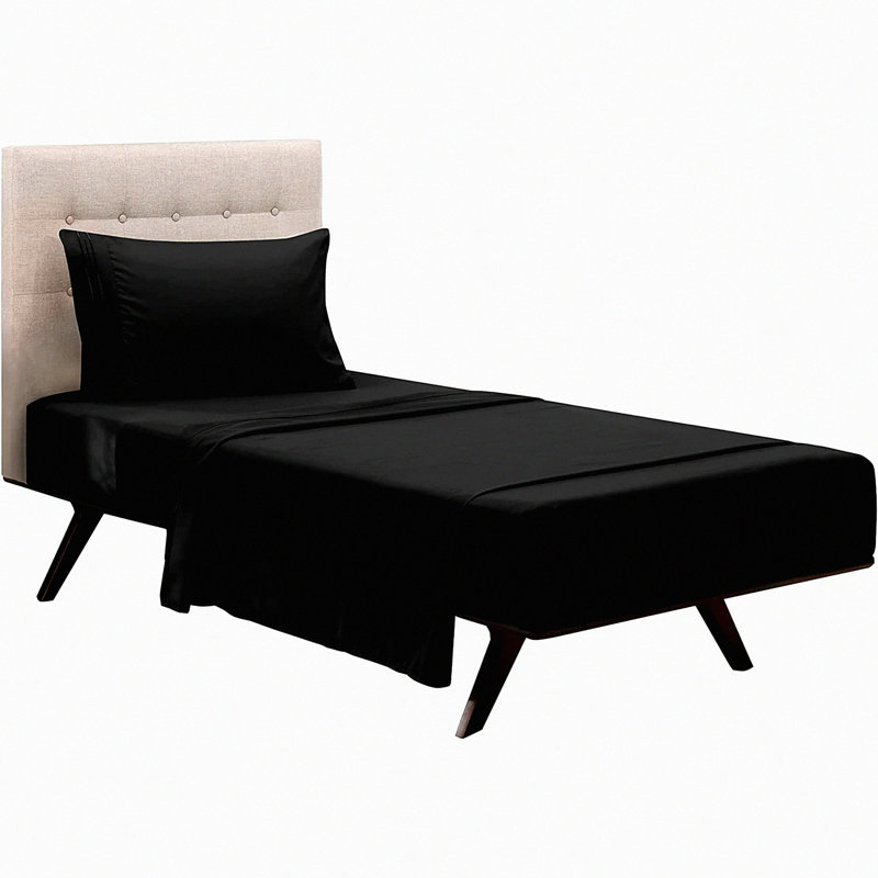 DormDreams Twin XL 3Pc Sheet Set - Extra Soft, Deep Pockets, Black - College Dorm Room Bedding Essentials - Cozy Sleep Experience