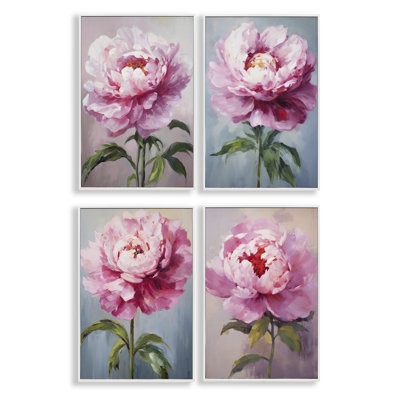  "Flush Pink Florals", ensemble de 4 giclées par Petal Prints Design
