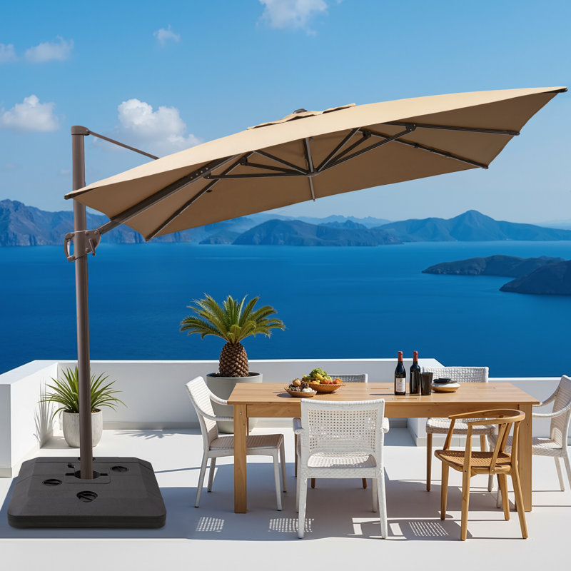 11' X 9' Rectangular Cantilever Umbrella, Base Included, Tanné