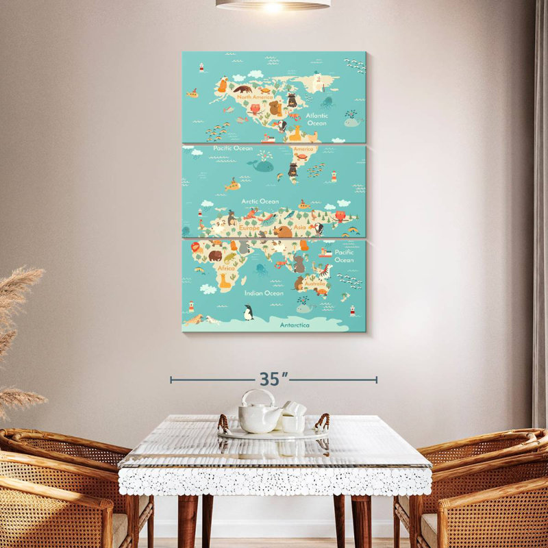 Carte du Continent des animaux Aliaz, H 50 po x l 32 po