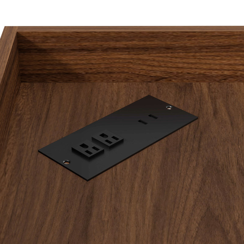 Table d'appoint d'angle de 86 cm de hauteur avec station de recharge, Noyer