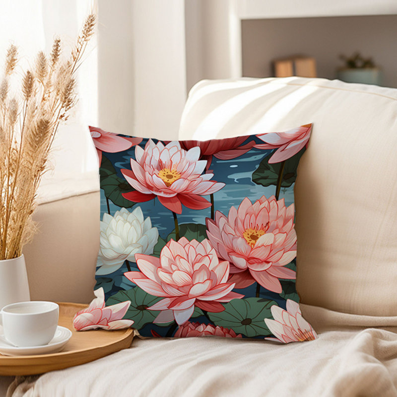 Floral Lotus Flowers I Asian, 18"H x 18"W