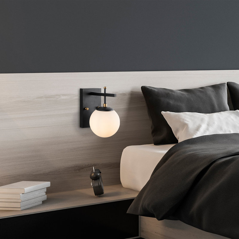 Stylish Wall Lamp, Metal Body with Glass Cap, 5.9 x 7.9 x 5.9 inches | Base Plate: 4.7 x 7.9 x 0.8 inches | E14 Socket, Max 40W | Black, Antique & White Finish | Perfect for Hotel, Industrial, Scandinavian Decor