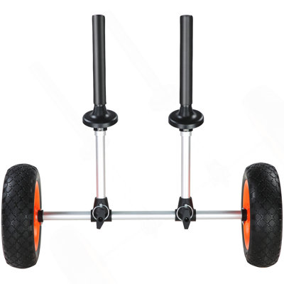 Chariot de kayak robuste, capacité de charge de 280 lb, chariot de canot amovible avec pneus solides de 10 po, largeur réglable et protection supérieure en mousse, pour les kayaks avec des trous de drainage de 2,54 cm et plus