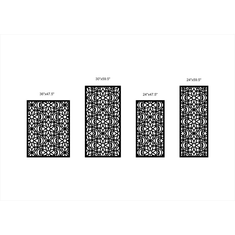 Panneau d'intimité en aluminium découpé au laser Daisy Ornament, L 36 po x H 48 po