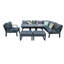 Aluminium 9 Seater Corner Sofa Rising Table Set With Armchair And Stool