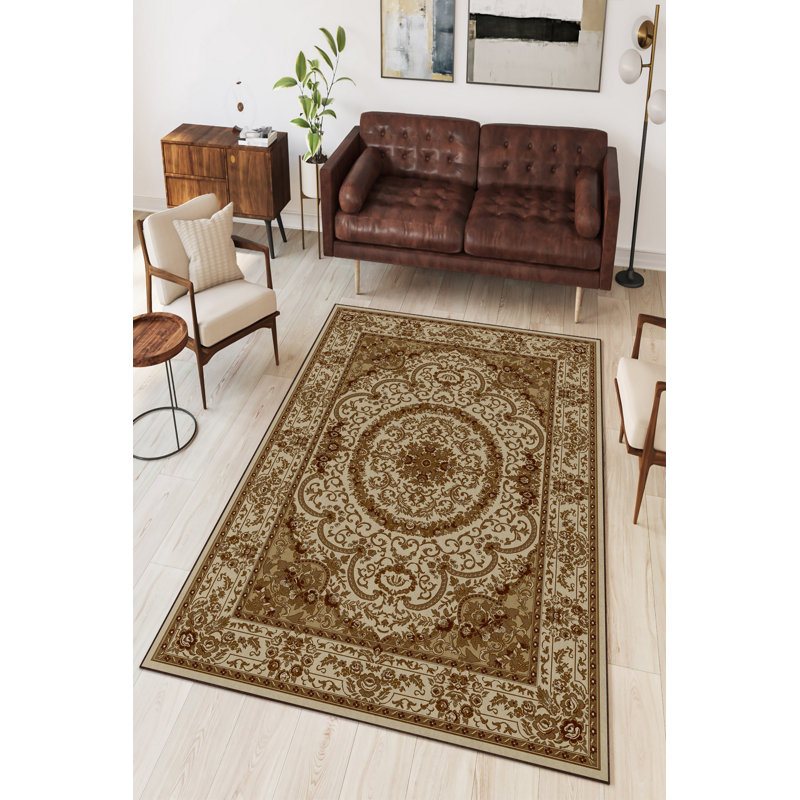 Eco-Friendly Carpet, Latte Color, 55.1 x 86.6 inches | 100% Polyester, 650 g/m², 0.16 in Pile Height | Antibacterial, Non-Slip PVC Dot Underside | Machine Washable, Perfect for Living Room & Bedroom Decor