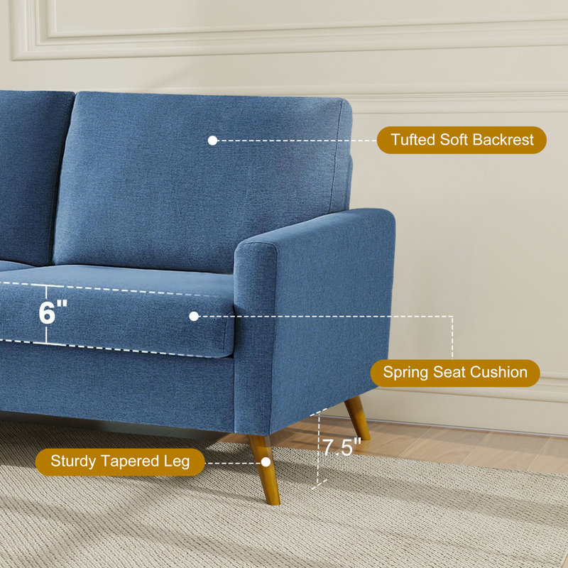 Canapé 68 po Mid-Century Modern, Bleu