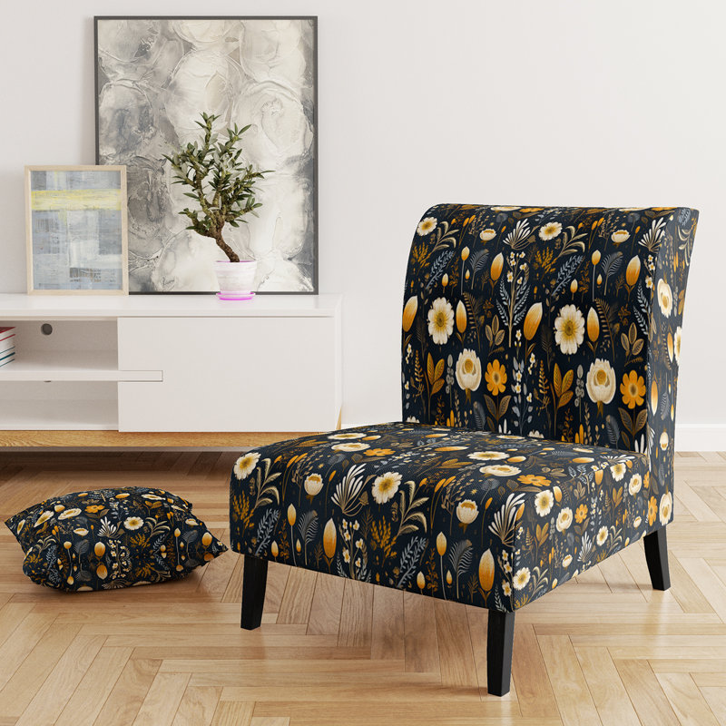 Fauteuil de chambre rembourré Elegant Yellow Country Blossum Charm