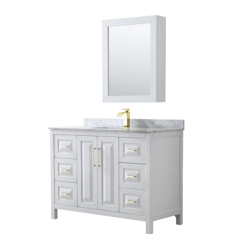 Daria 48'' W Single Vanity, White, Brushed Gold