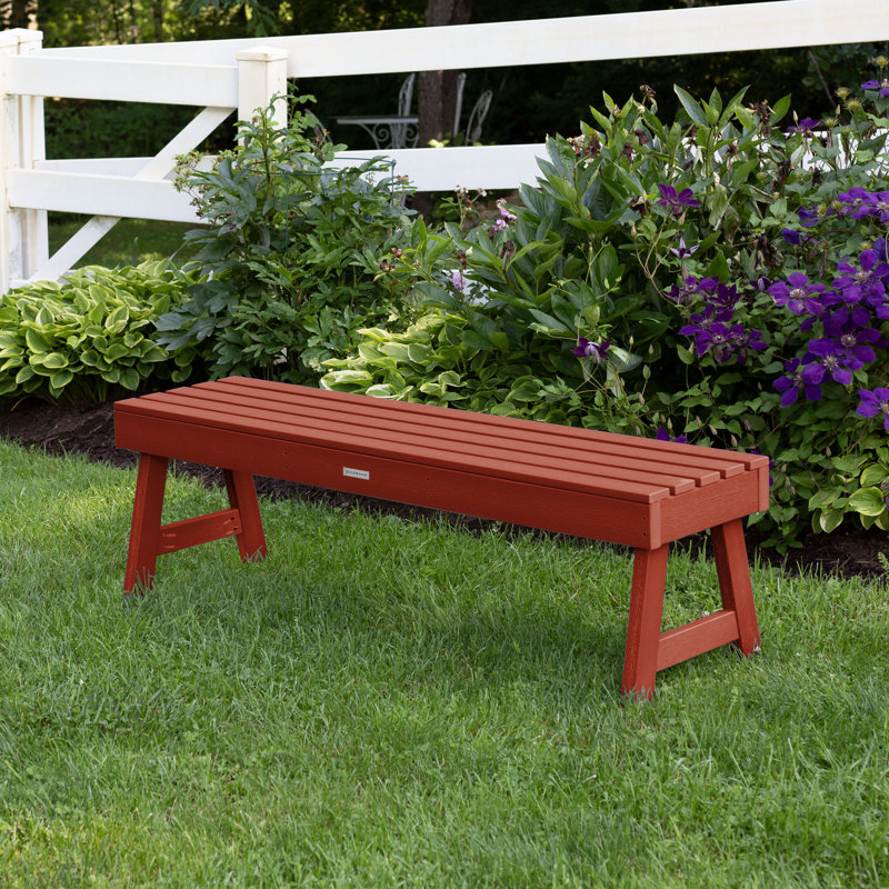 Midwest Plastic Outdoor Bench, Rustic Red