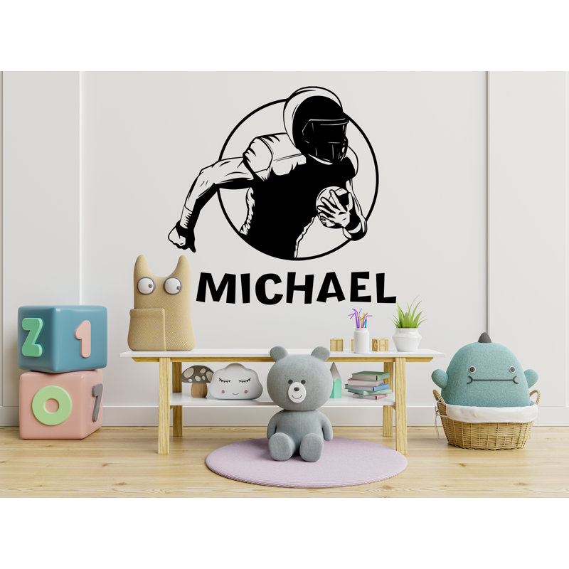 Grand nom personnalisé football américain autocollant mural sport autocollant enfants personnalisé cadeaux mur vinyle autocollant mural chambre de garçon 623DLU