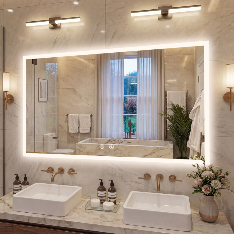 Backlit Led Wall Mirror, 70 cm H x 100 cm W