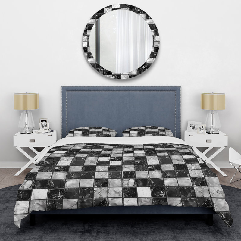 Ensemble de housse de couette gris Modern Mosaic Tile VI - Modern, Housse de couette très grand et 2 très grandes t