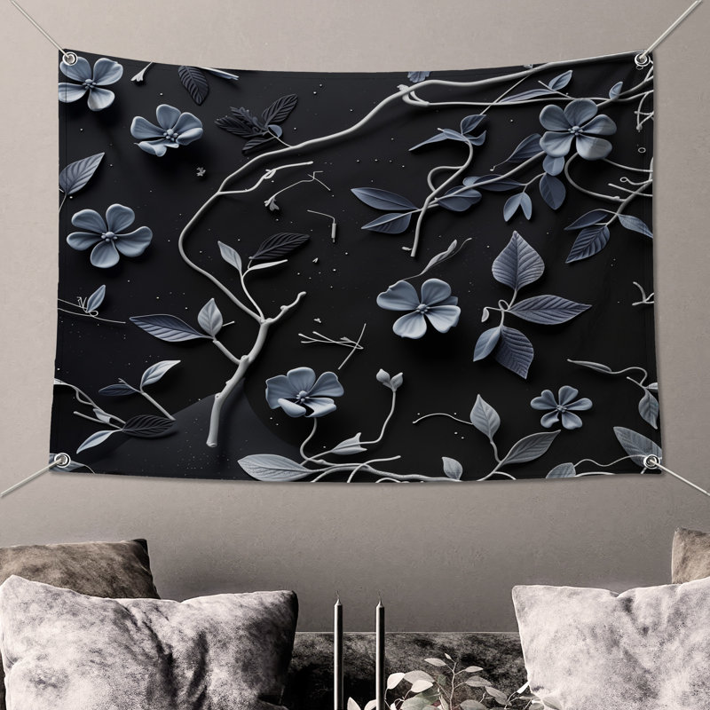 Tapisserie florale - Décoration murale nature, 104in H x88 with 4 Grommets
