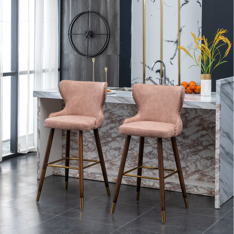 Tabouret de bar et de comptoir Caralie, Tabouret de bar (siège d'une hauteur de 29,5 po), Rose