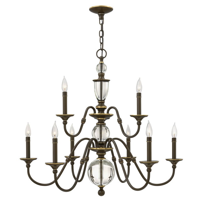 Eleanor Heritage Brass 6-Light Crystal Candle Chandelier