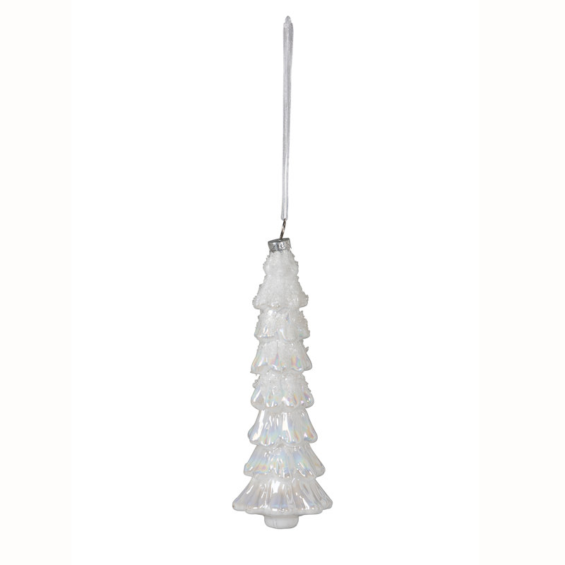 Frosted Fir Tree Glass Ornament
