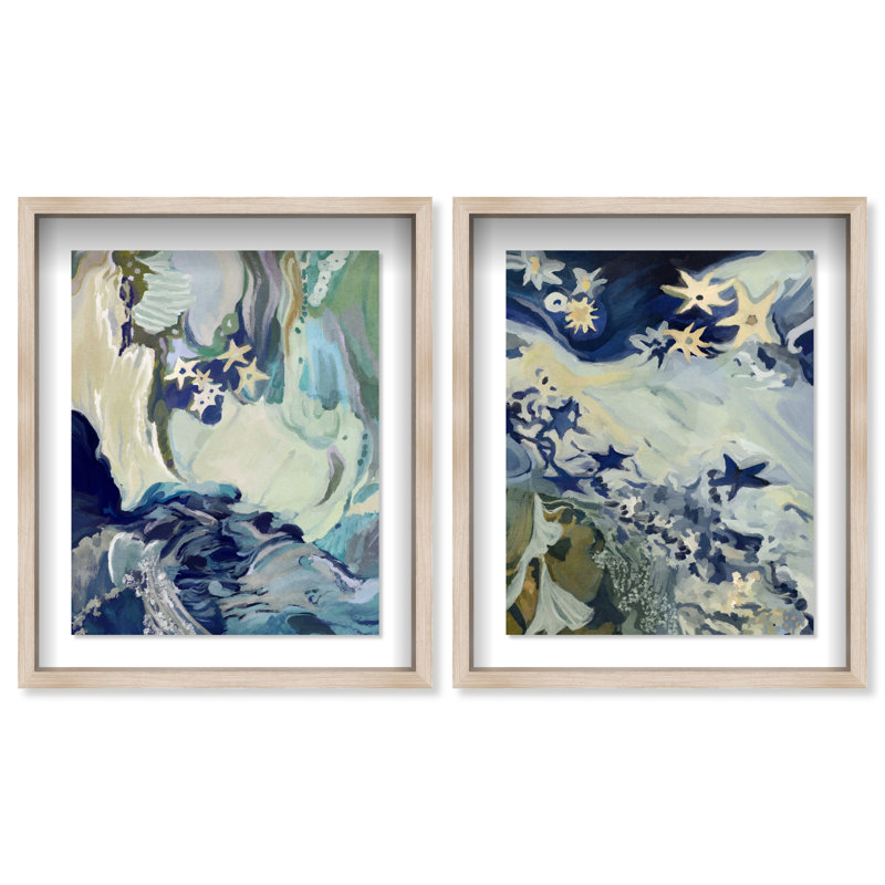 Mermaid Dream Set Set by Oliver Gal, 63"H x 51"W, Natural Oak Shadowbox