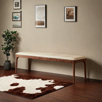 Simple bench walnut leather soft wrapped
