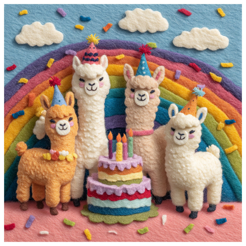 Édredon Felt Llamas Birthday Cake, Très grand lit