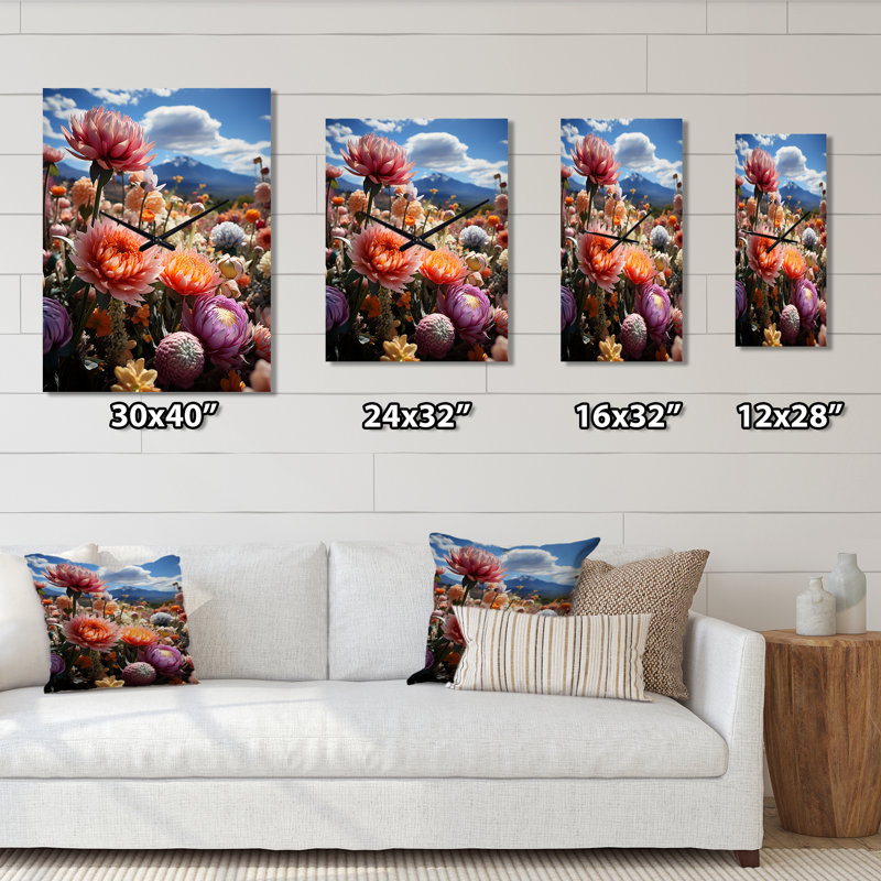 Horloge murale australienne Stirling Ranges Wildflowers I - Floral, H 40 po x l 30 po x P 1 po