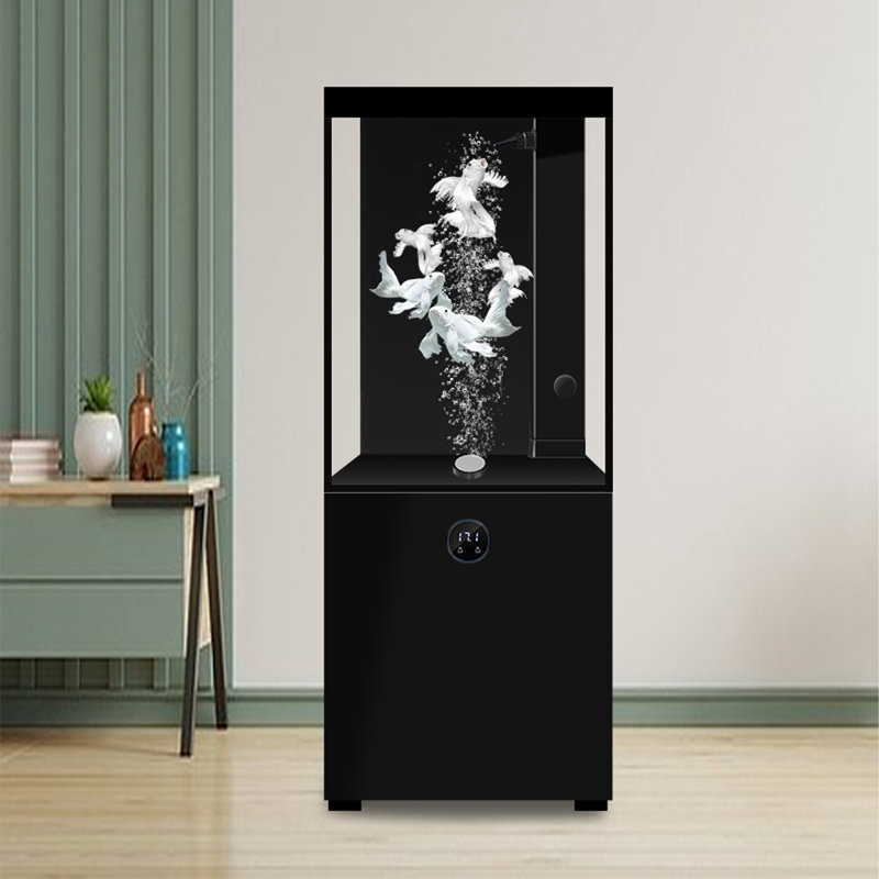 Aquarium en verre transparent avec bouchons multifonctionnels, 22,98 gallons (H 49,21 po x l 19,69 po x P 15,75 p, Noir