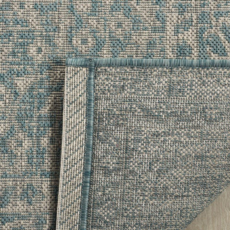 Auburn Light Grey/Aqua Indoor/Outdoor Rug, Rectangle 160 x 231 cm