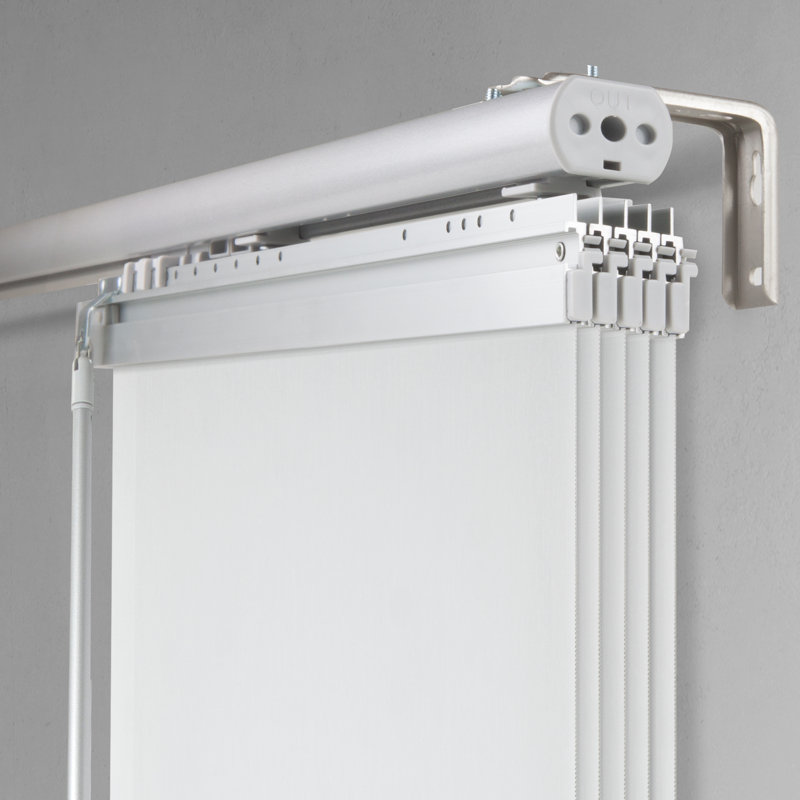 Embroidered Chiffon 5-Panel Single Rail Panel Track Extendable 40"-70"W x 91.4"H, Panel width 15.75"