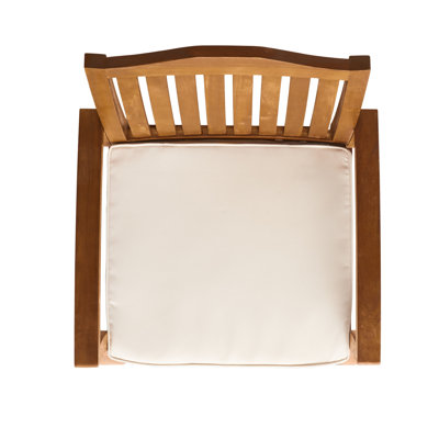 Kristi Outdoor Armchair Set of 2, Slatted Back, Brown, Cream Cushions