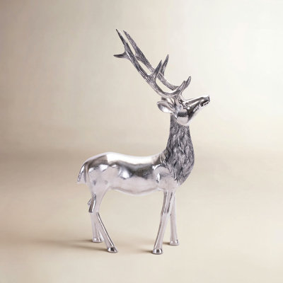 Etched Aluminum Reindeer Statue Accent
